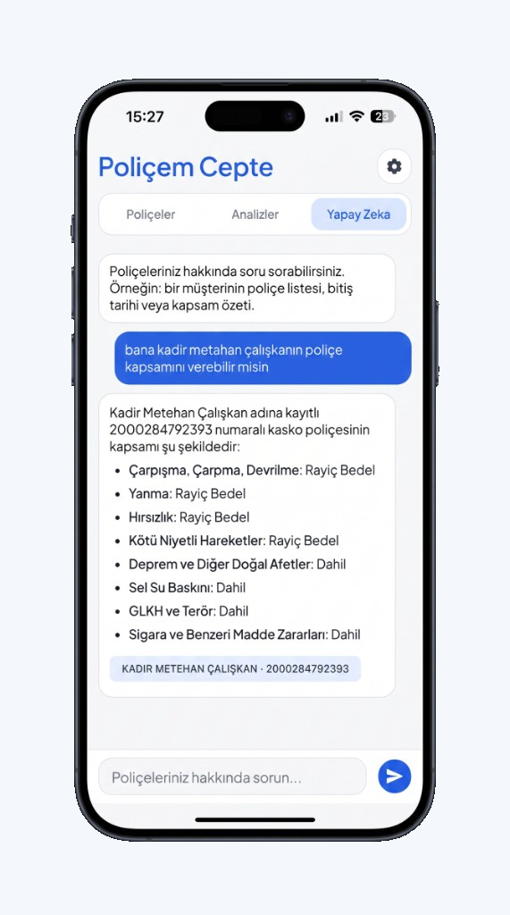 Yapay zeka poliçe asistanı